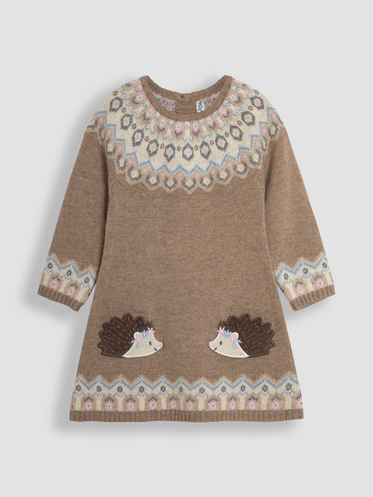 JoJo Maman Bébé Neutral Hedgehog Knitted Dress - Image 1 of 3