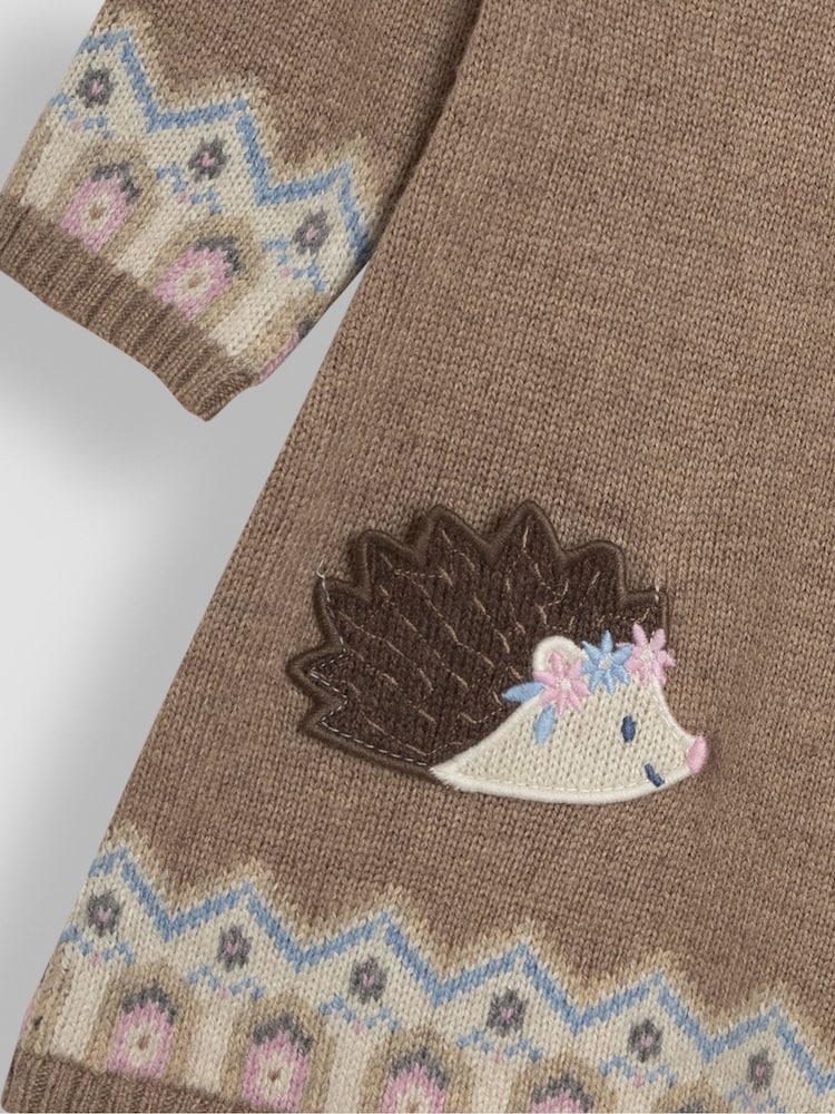 JoJo Maman Bébé Neutral Hedgehog Knitted Dress - Image 3 of 3
