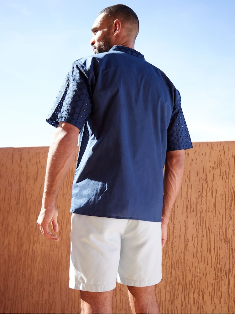 Threadbare Navy Print Short Sleeve Shirt - Image 2 of 4