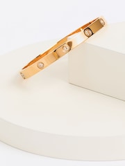 Aela Gold Tone Diamond Simulant CZ Stone Detail Bangle - Image 1 of 4