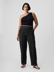 Gap Black Mid Rise Cargo Trousers - Image 1 of 5