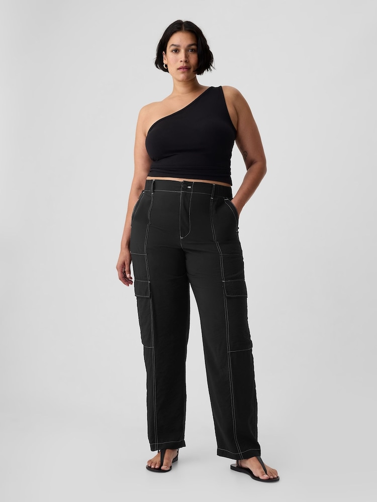Gap Black Mid Rise Cargo Trousers - Image 1 of 5