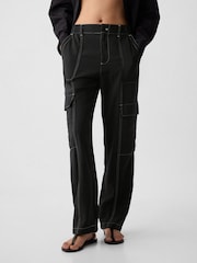 Gap Black Mid Rise Cargo Trousers - Image 2 of 5