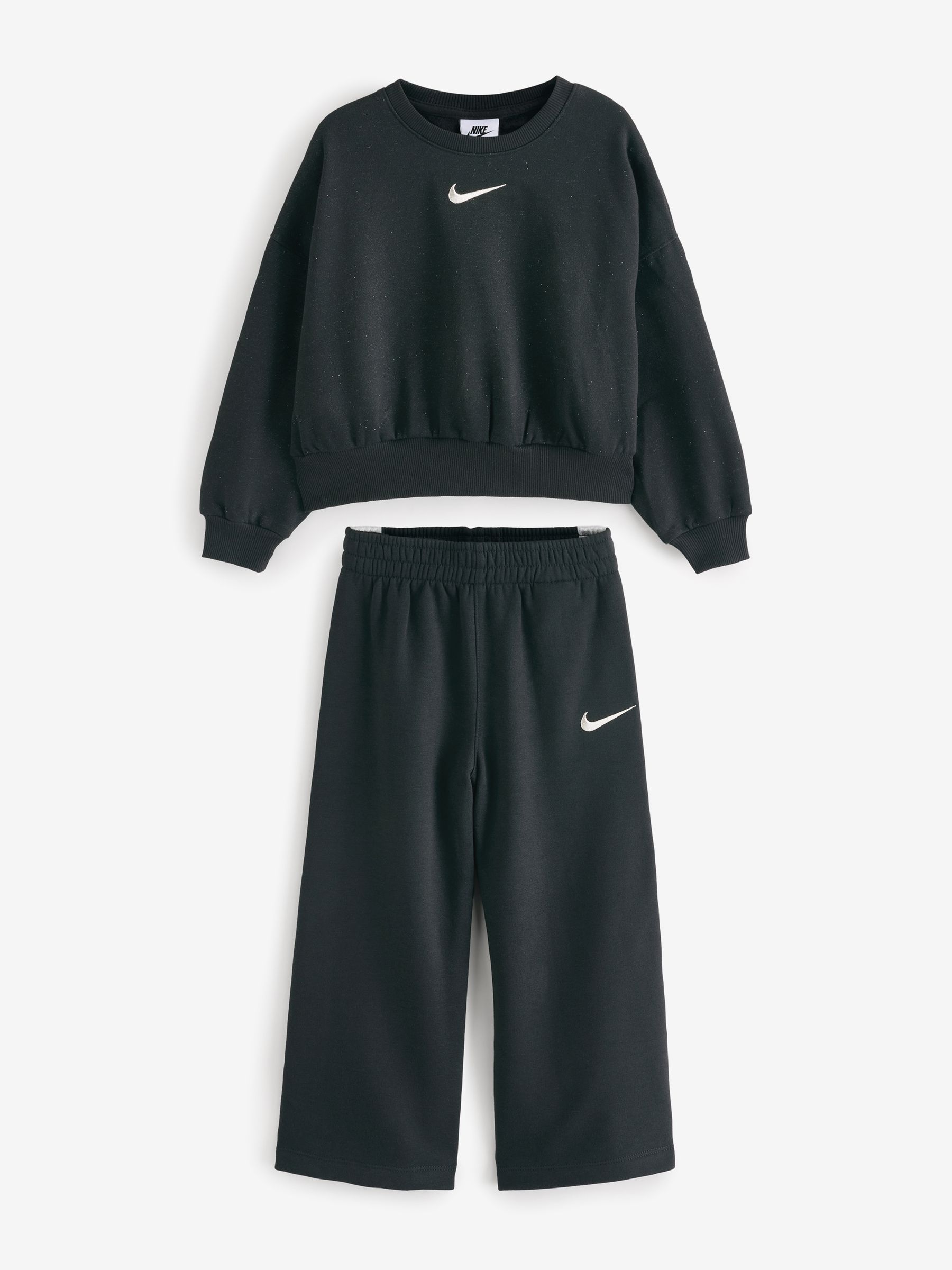 Buy Nike Black Little Kids Shine Crew Tracksuit from Next Luxembourg