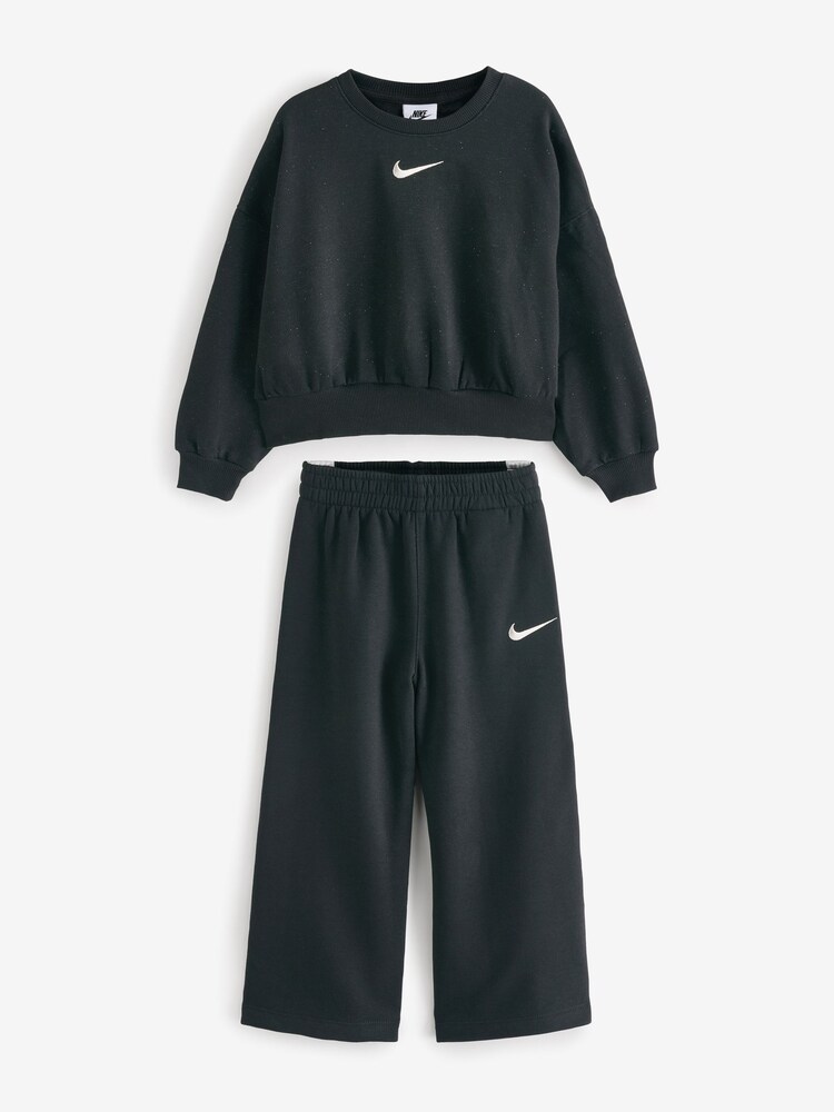 Nike Black Little Kids Shine Crew Tracksuit - Image 1 of 3