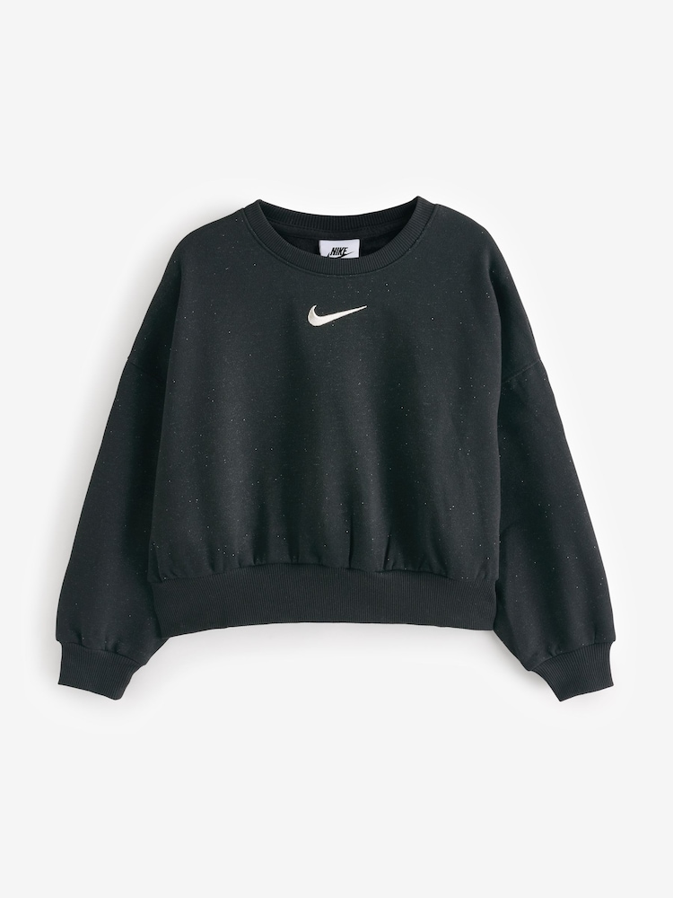 Nike Black Little Kids Shine Crew Tracksuit - Image 2 of 3