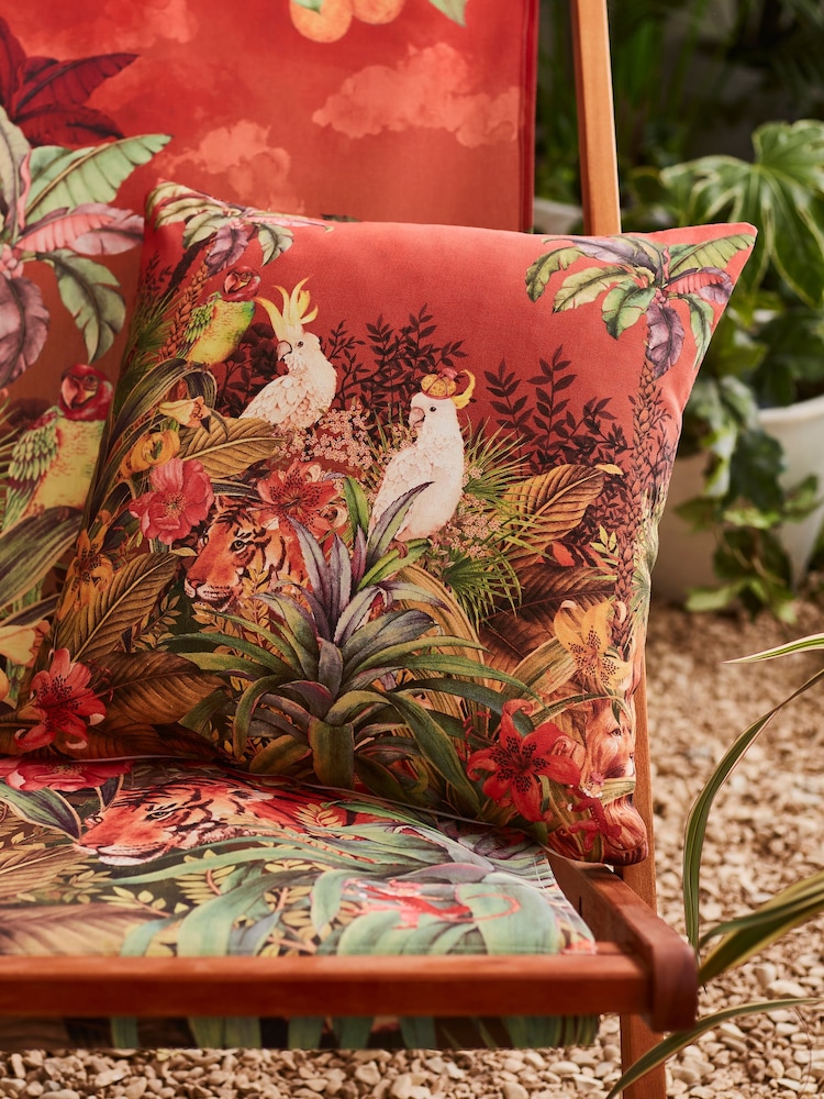 Joe Browns Red Totally Tropical Sunset Reversible Garden Cushion - Image 1 of 4