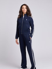 U.S. Polo Assn. Blue Blue Womens Stripe Trim Zip Up Tracksuit Top - Image 2 of 8