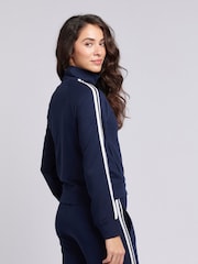 U.S. Polo Assn. Blue Blue Womens Stripe Trim Zip Up Tracksuit Top - Image 3 of 8