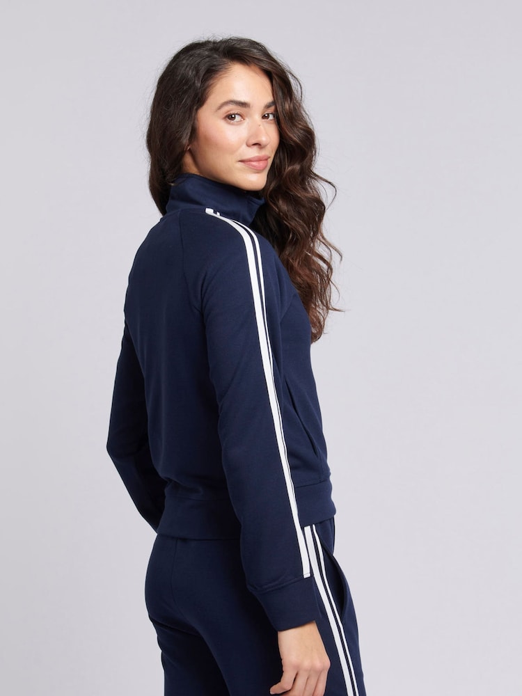 U.S. Polo Assn. Blue Womens Stripe Trim Zip Up Tracksuit Top - Image 3 of 8