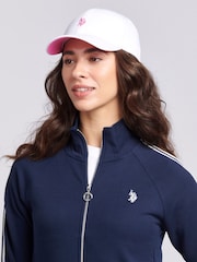 U.S. Polo Assn. Blue Blue Womens Stripe Trim Zip Up Tracksuit Top - Image 4 of 8