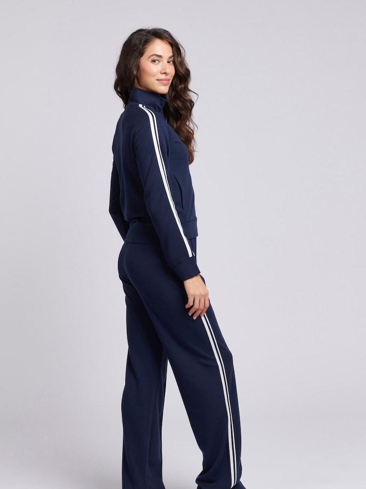 U.S. Polo Assn. Blue Womens Stripe Trim Zip Up Tracksuit Top - Image 6 of 8
