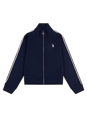 U.S. Polo Assn. Blue Blue Womens Stripe Trim Zip Up Tracksuit Top - Image 7 of 8