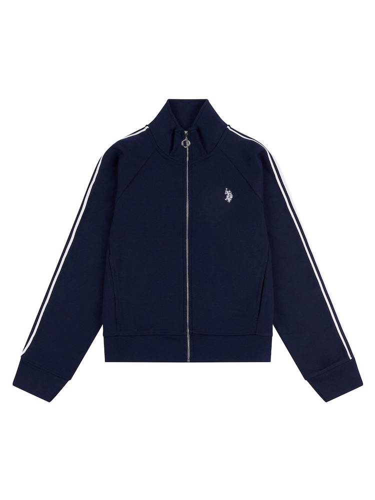 U.S. Polo Assn. Blue Womens Stripe Trim Zip Up Tracksuit Top - Image 7 of 8