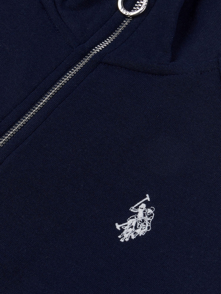U.S. Polo Assn. Blue Blue Womens Stripe Trim Zip Up Tracksuit Top - Image 8 of 8