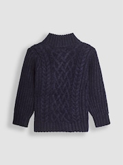 JoJo Maman Bébé Navy Cable Half Zip Jumper - Image 2 of 3