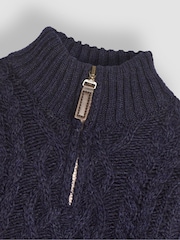 JoJo Maman Bébé Navy Cable Half Zip Jumper - Image 3 of 3