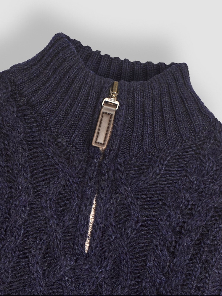 JoJo Maman Bébé Navy Cable Half Zip Jumper - Image 3 of 3