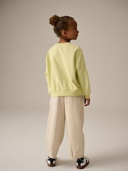 Lime Green Oversized 100% Cotton Sweat and Check Barrel Leg Joggers Set (3-16yrs) - Image 2 of 8