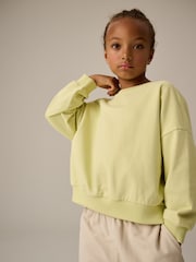 Lime Green Oversized 100% Cotton Sweat and Check Barrel Leg Joggers Set (3-16yrs) - Image 3 of 8