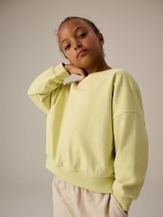 Lime Green Oversized 100% Cotton Sweat and Check Barrel Leg Joggers Set (3-16yrs) - Image 4 of 8