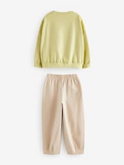 Lime Green Oversized 100% Cotton Sweat and Check Barrel Leg Joggers Set (3-16yrs) - Image 6 of 8