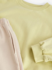 Lime Green Oversized 100% Cotton Sweat and Check Barrel Leg Joggers Set (3-16yrs) - Image 7 of 8