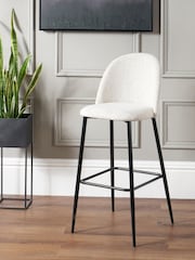 Pacific Grey Turi Pebble Linen Mix Bar Stool with Black Legs - Image 1 of 6