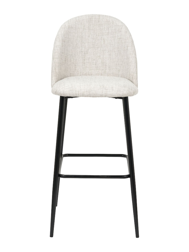 Pacific Grey Turi Pebble Linen Mix Bar Stool with Black Legs - Image 2 of 6
