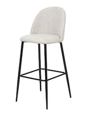 Pacific Grey Turi Pebble Linen Mix Bar Stool with Black Legs - Image 3 of 6