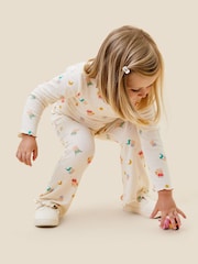 MORI Cream Organic Cotton and Bamboo Ribbed Peppa Pig Print Flare Leggings - Image 2 of 4