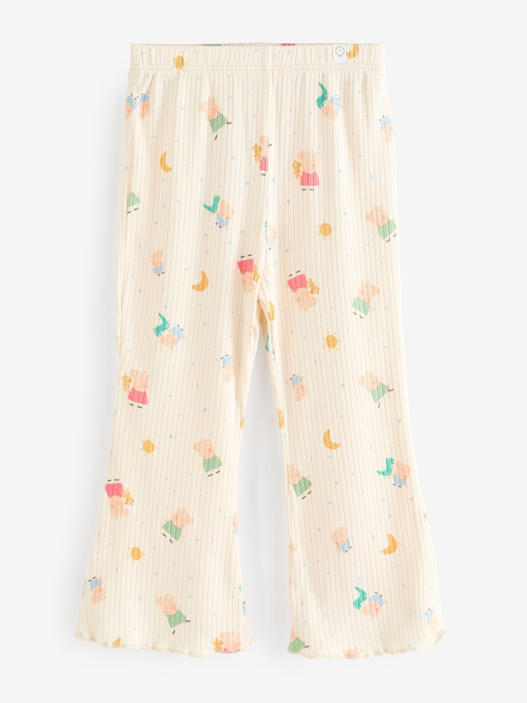 MORI Cream Organic Cotton and Bamboo Ribbed Peppa Pig Print Flare Leggings - Image 4 of 4