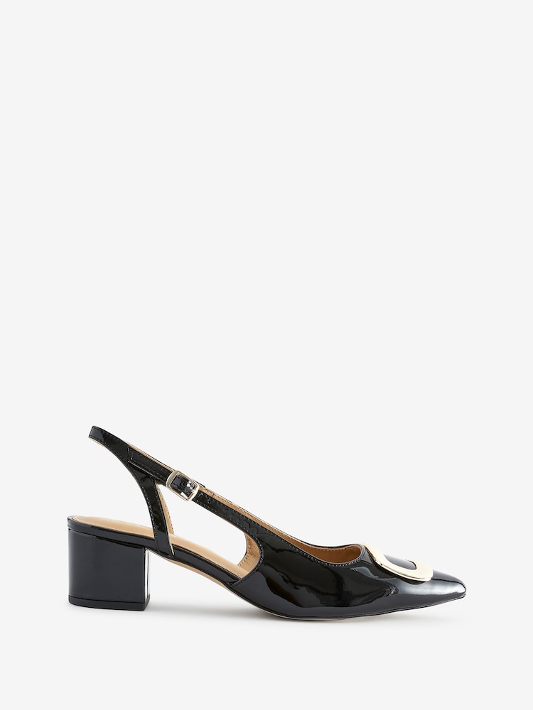 Phase Eight Black Patent Block Heel Shoes - Image 1 of 7