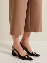 Phase Eight Black Patent Block Heel Shoes - Image 2 of 7