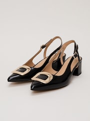 Phase Eight Black Patent Block Heel Shoes - Image 4 of 7