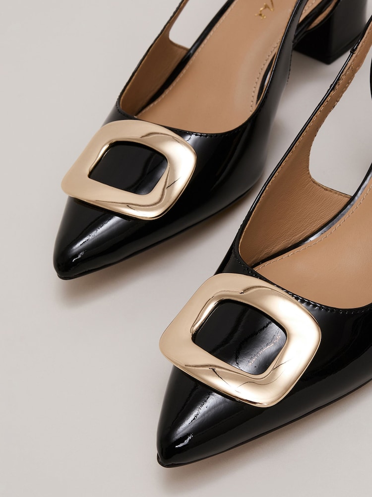 Phase Eight Black Patent Block Heel Shoes - Image 7 of 7