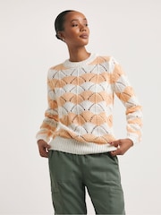 JD Williams Orange Stripe Crew Neck Jumper - Image 3 of 4