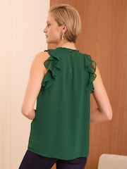 Love & Roses Green Sleeveless Ruffle Detail Blouse - Image 3 of 4