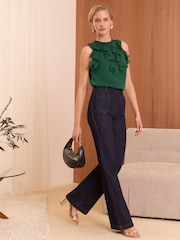 Love & Roses Green Sleeveless Ruffle Detail Blouse - Image 4 of 4
