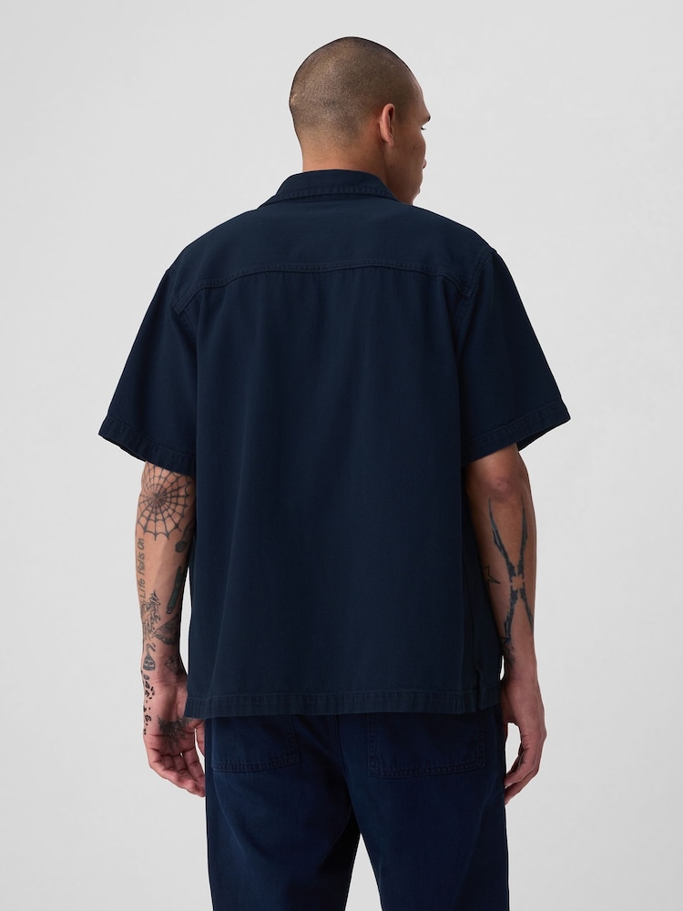 Gap Blue Denim Short Sleeve Oxford Shirt - Image 2 of 4
