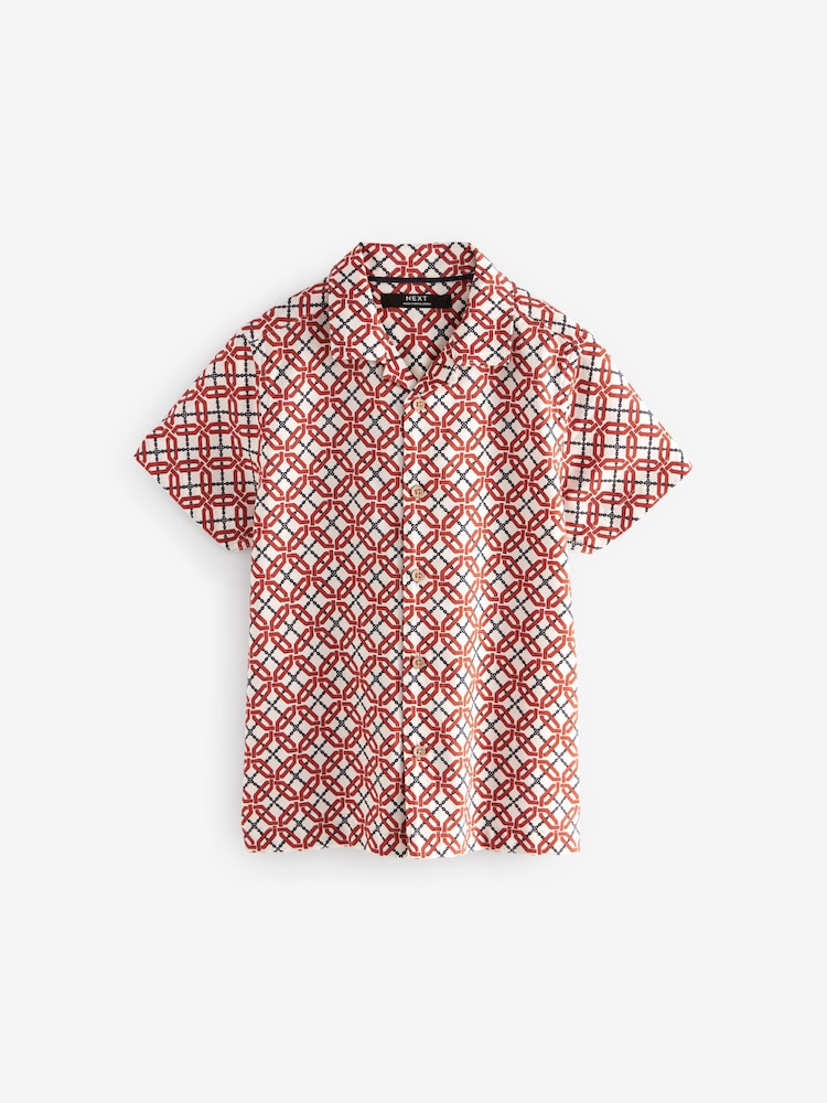 Granite Grey Tile chain print Short Sleeve Printed Shirt (3-16yrs) - Image 1 of 4 Granite Grey Tile chain print Short Sleeve Printed Shirt (3-16yrs) - Image 1 of 4