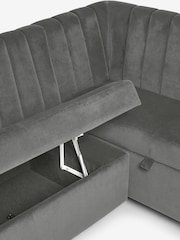 Soft Velvet Grey Anderson Storage Right Hand Dining Bench - Image 10 of 10
