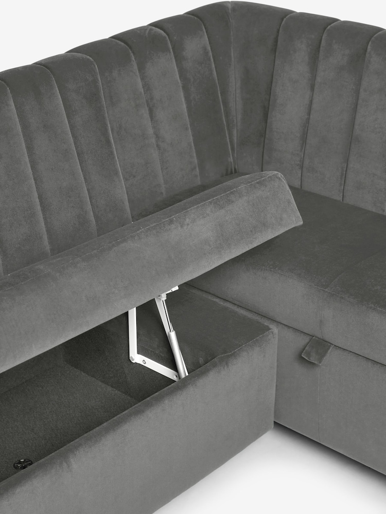 Soft Velvet Grey Anderson Storage Right Hand Dining Bench - Image 10 of 10