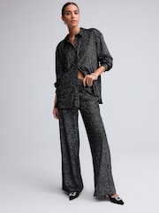 Black Sparkle Pinstripe Jersey Trousers - Image 2 of 6