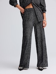 Black Sparkle Pinstripe Jersey Trousers - Image 4 of 6