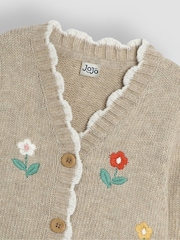 JoJo Maman Bébé Natural Floral Embroidered Chunky Cardigan - Image 3 of 5