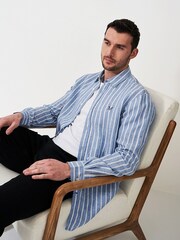 Crew Clothing Miles Stripe 100% Linen Classic Shirt - Image 2 of 4