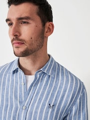 Crew Clothing Miles Stripe 100% Linen Classic Shirt - Image 3 of 4
