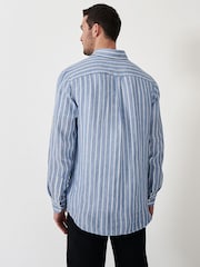 Crew Clothing Miles Stripe 100% Linen Classic Shirt - Image 4 of 4