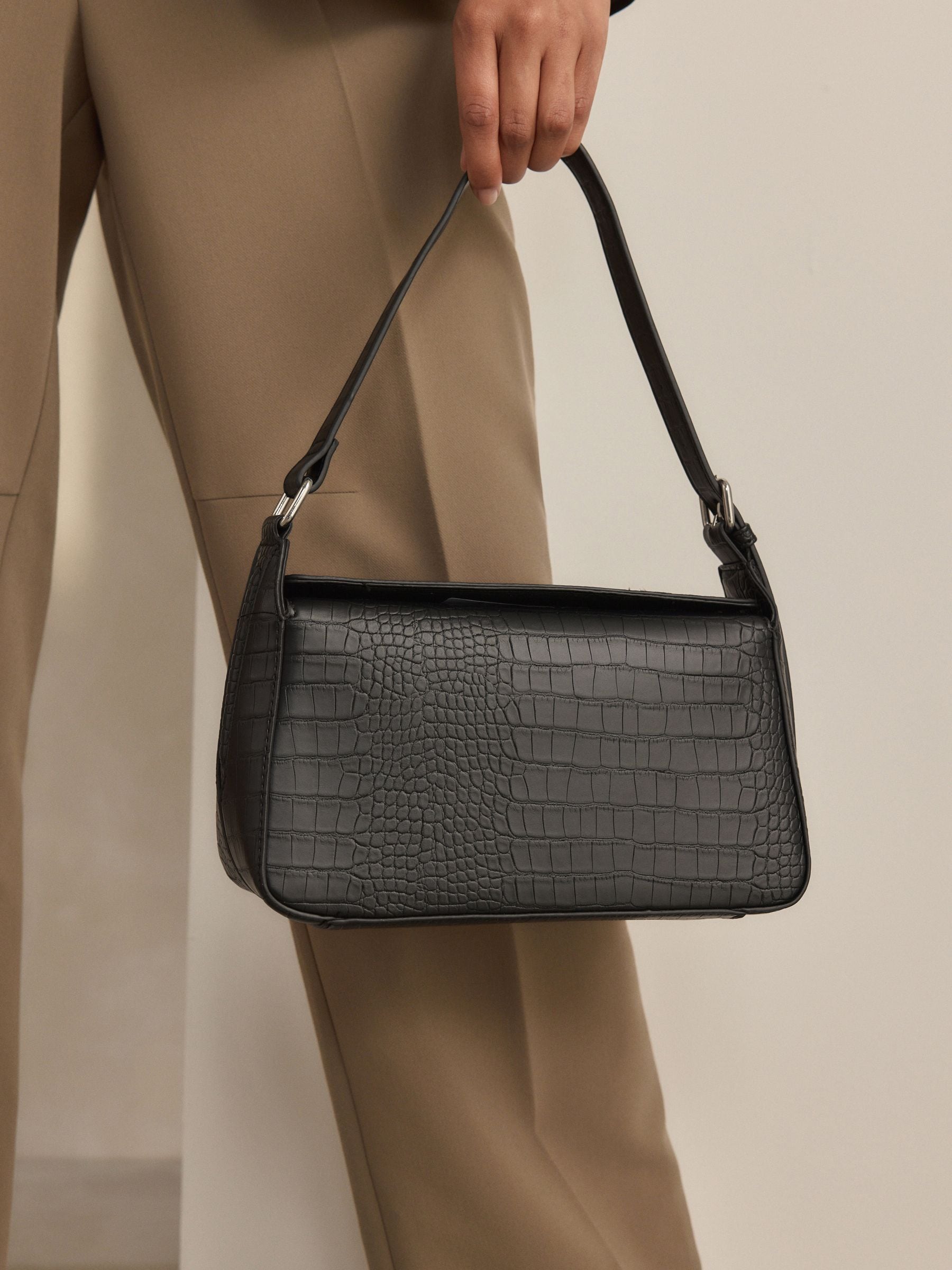 Buy Black Structured Shoulder Bag from Next Luxembourg